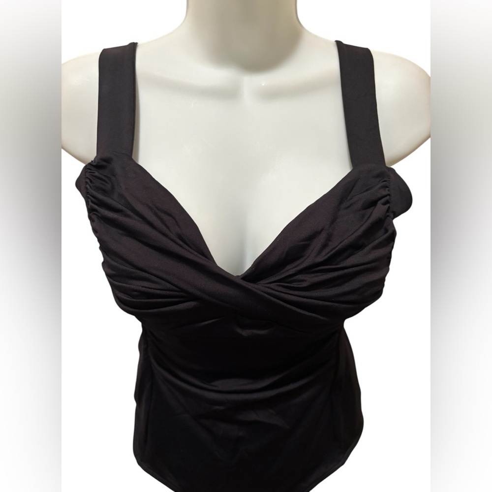 Abercrombie & Fitch Soft Collection Black Thong Bodysuit Sz M Rusched Bust